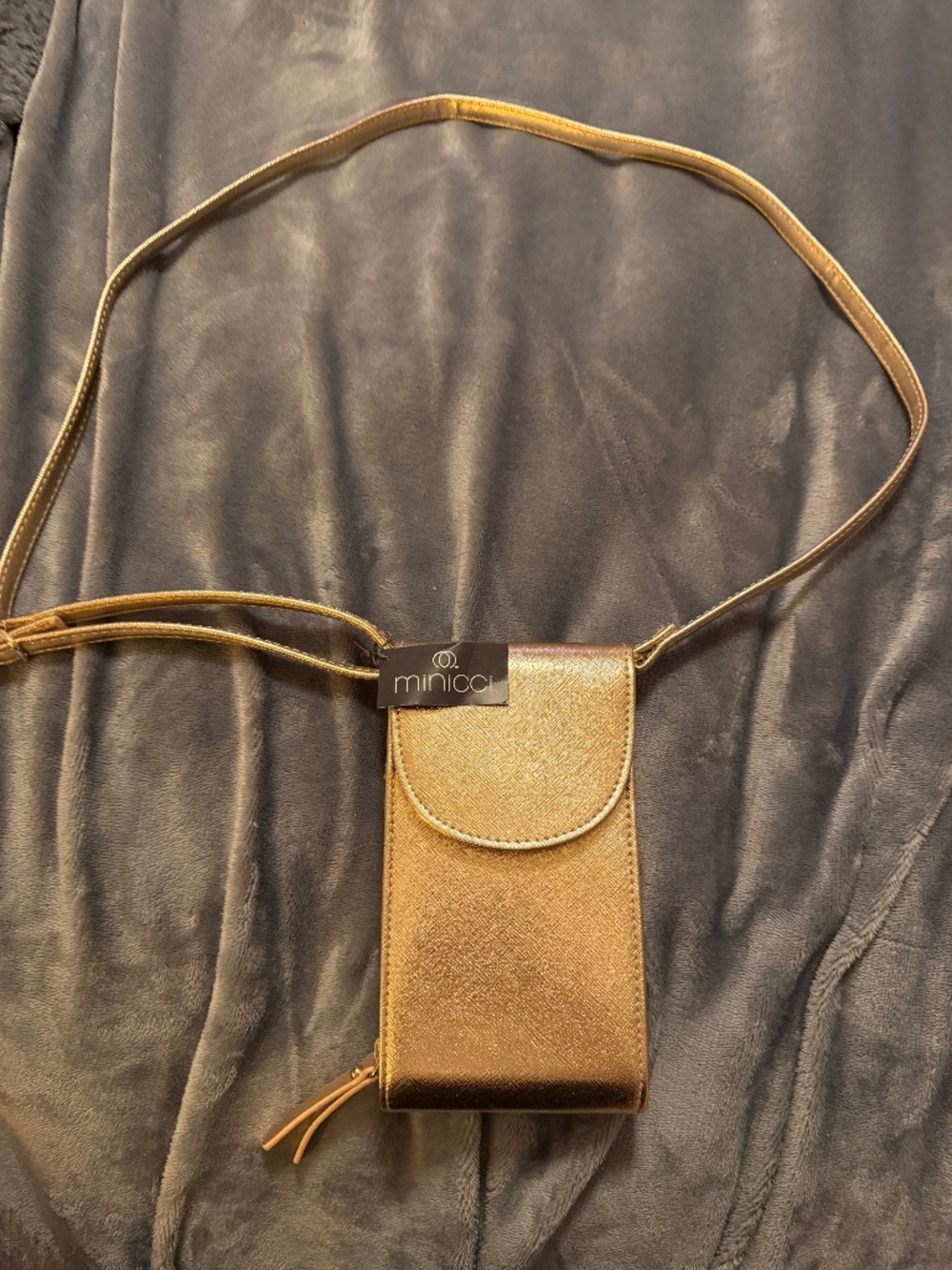 Minicci Metallic Gold Phone Crossbody Wallet NWT